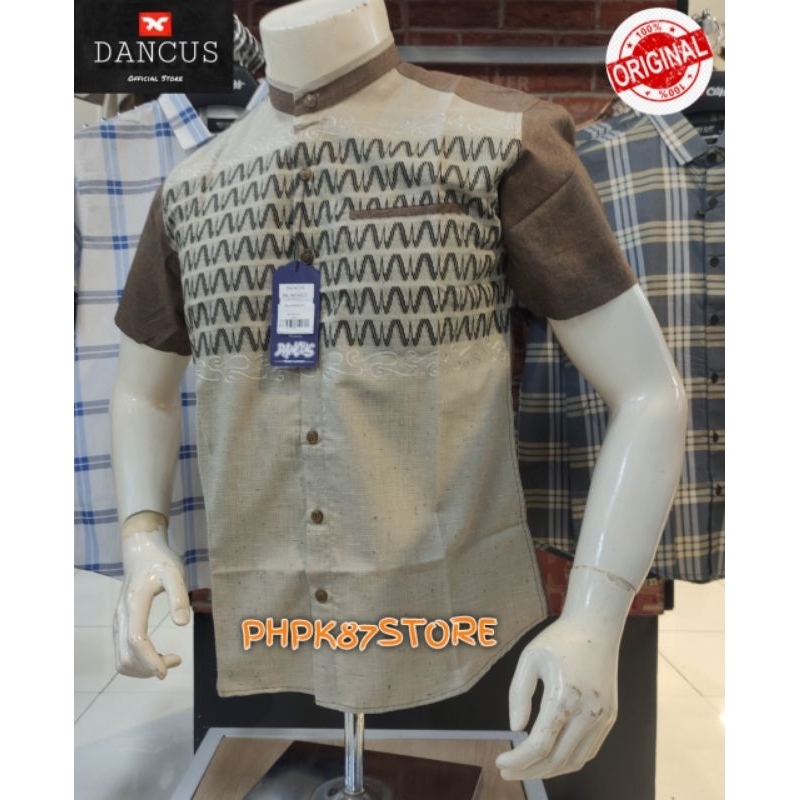 Dancus kemeja koko pendek pria Kemeja motip kerah Mandarin original premium