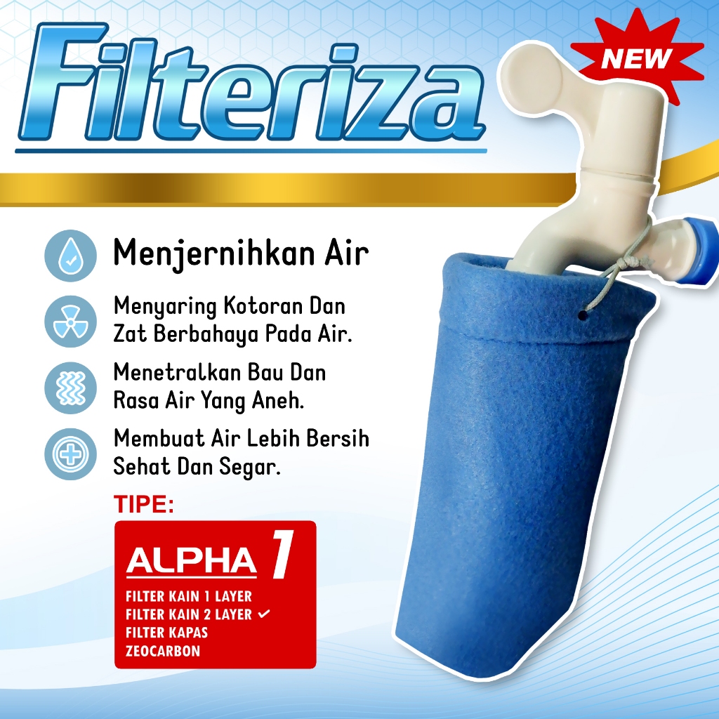 Filteriza Saringan Air Keran Filter Air Kain Penjernih Air Sumur PAM PDAM Aquarium Kolam