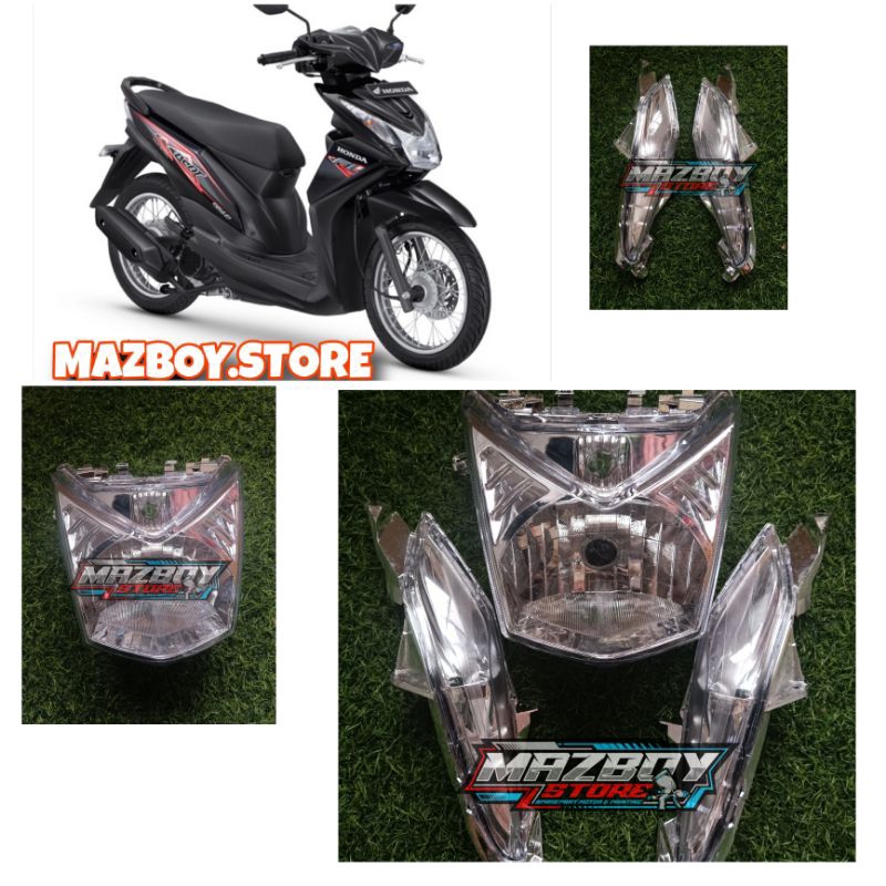 REFLEKTOR LAMPU DEPAN PLUS SEN KIRI KANAN HONDA BEAT FI 2012 2014 2015 2016 2017 || Reflektor plus l