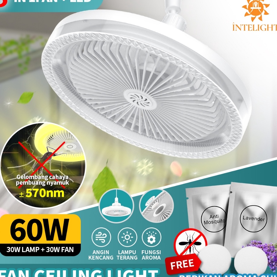 Intelight Lampu Kipas Angin Plafon Gantung Remote E27 kamar tidur Kipas langitlangit lampu LED
