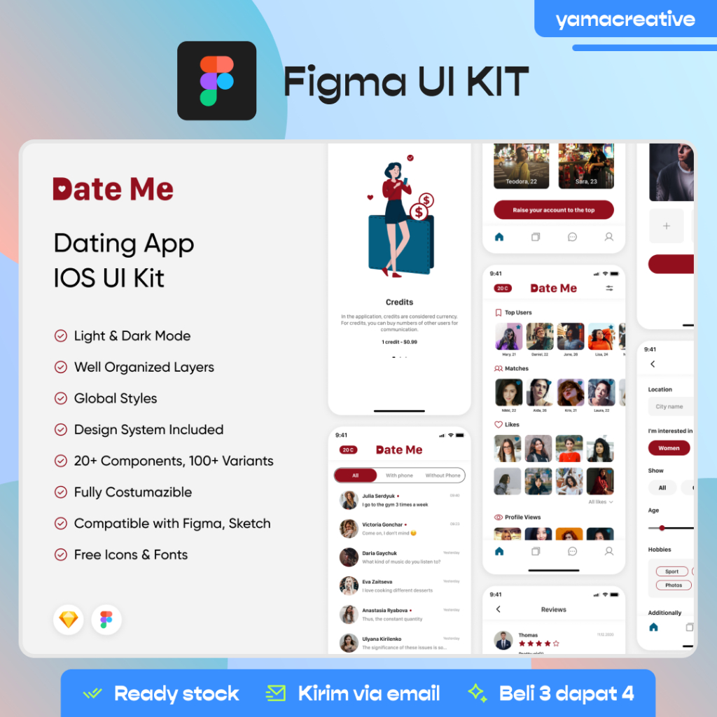 Dating App 130+ Screen Light and Dark Mode - Premium Figma UI Kit