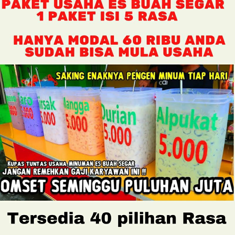 

paket 5 rasa bubuk minuman es buah segar viral/ bubuk minuman aneka rasa kekinian isi 5 rasa per rasa 200 gr