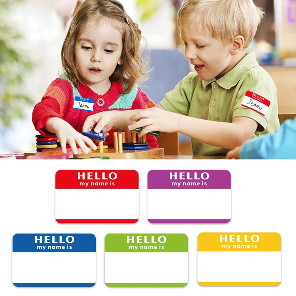 

300 Sticker/roll Cartoon Name Label /My Name Is Sticker Label Index Hello Tag Nama /Sticker Polos Warna-Warni