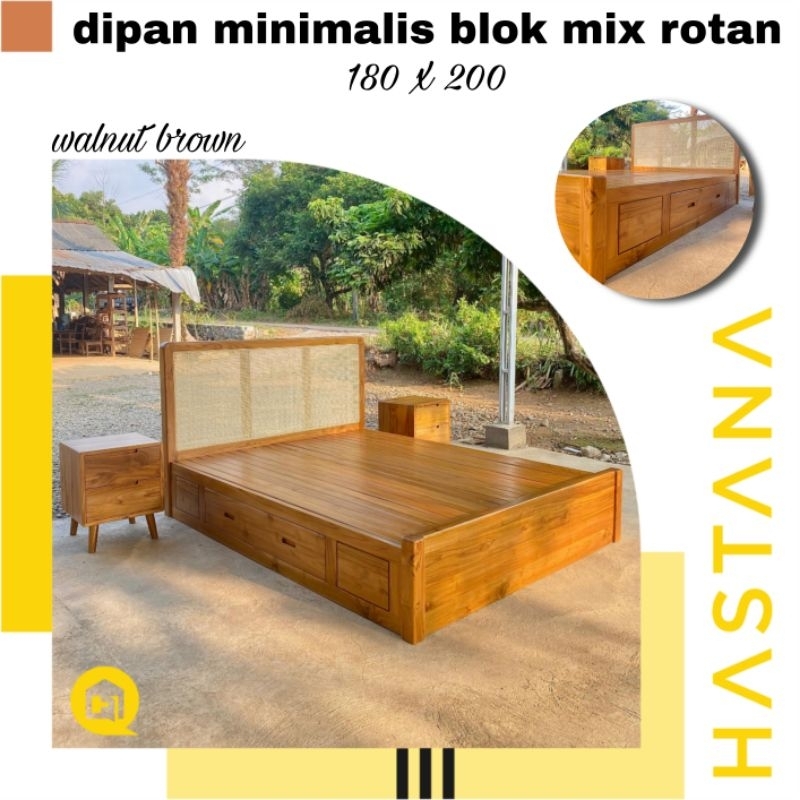 dipan kayu kombinasi rotan dipan laci dipan kayu jati dipan minimalis