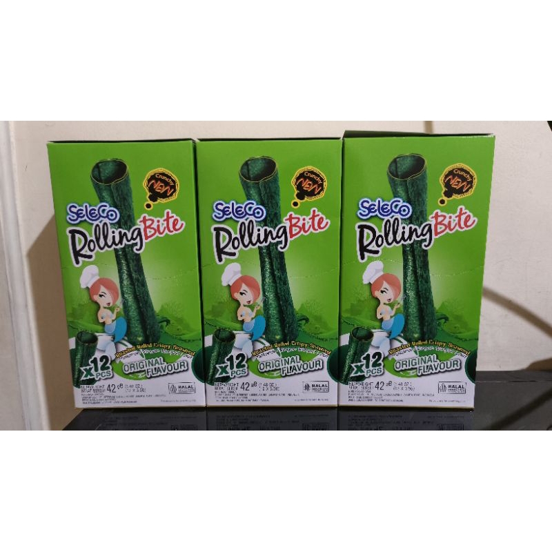 

HALAL THAILAND SELECO ROLLING BITE SEAWEED ORIGINAL SEAWEED SPICY 42GR(12x3.5GR)