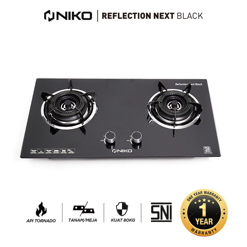 KOMPOR GAS TANAM 2 TUNGKU NIKO NEXT BLACK