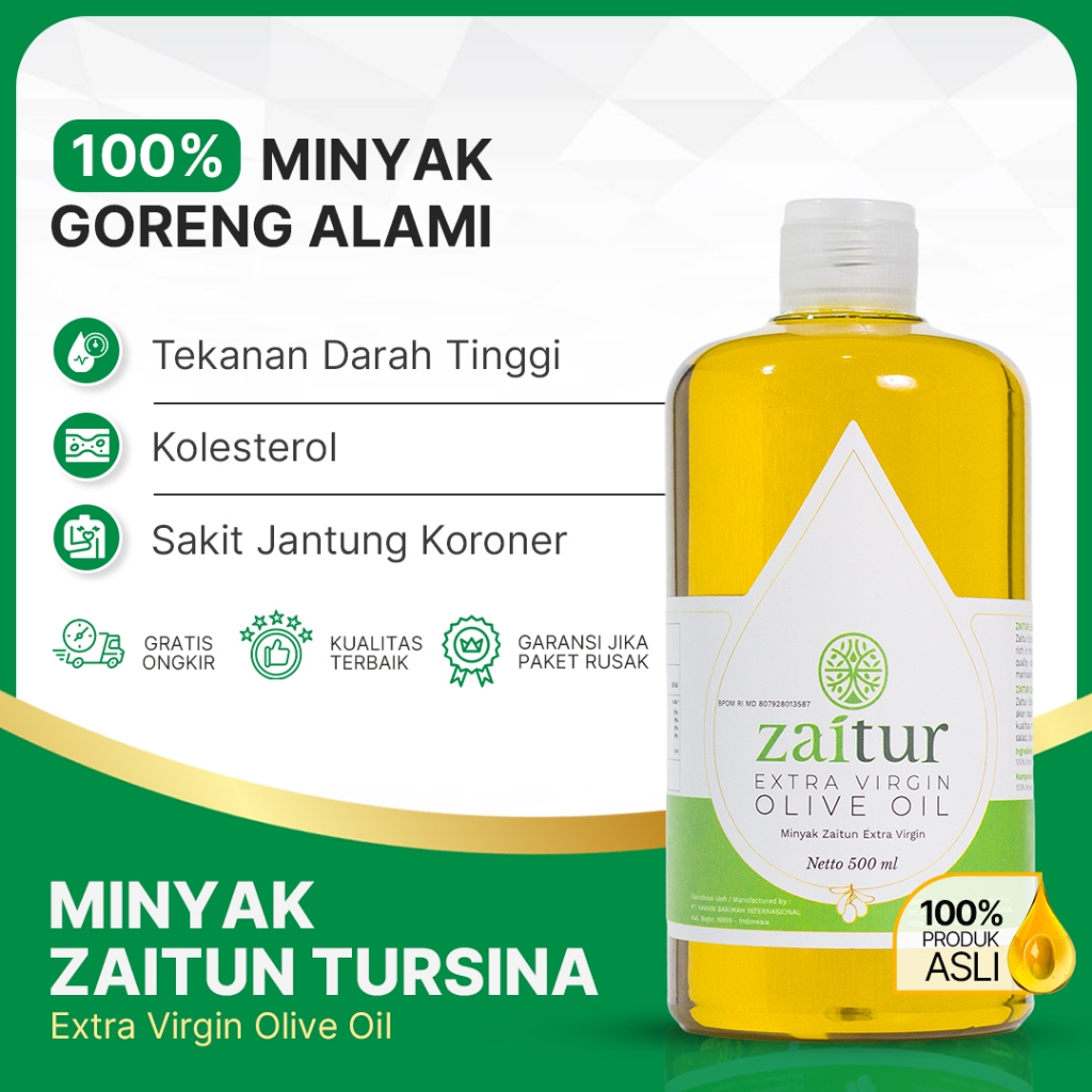 

Minyak Zaitun Extra Virgin Olive Oil Perasan Pertama 100% Minyak Goreng Alami