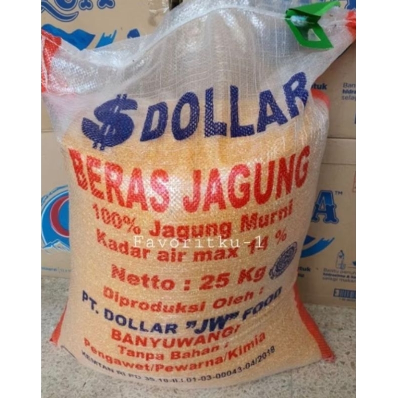

Beras Jagung Premium Merk DOLLAR 25 kg.100% Jagung Asli. Via Cargo/JNE