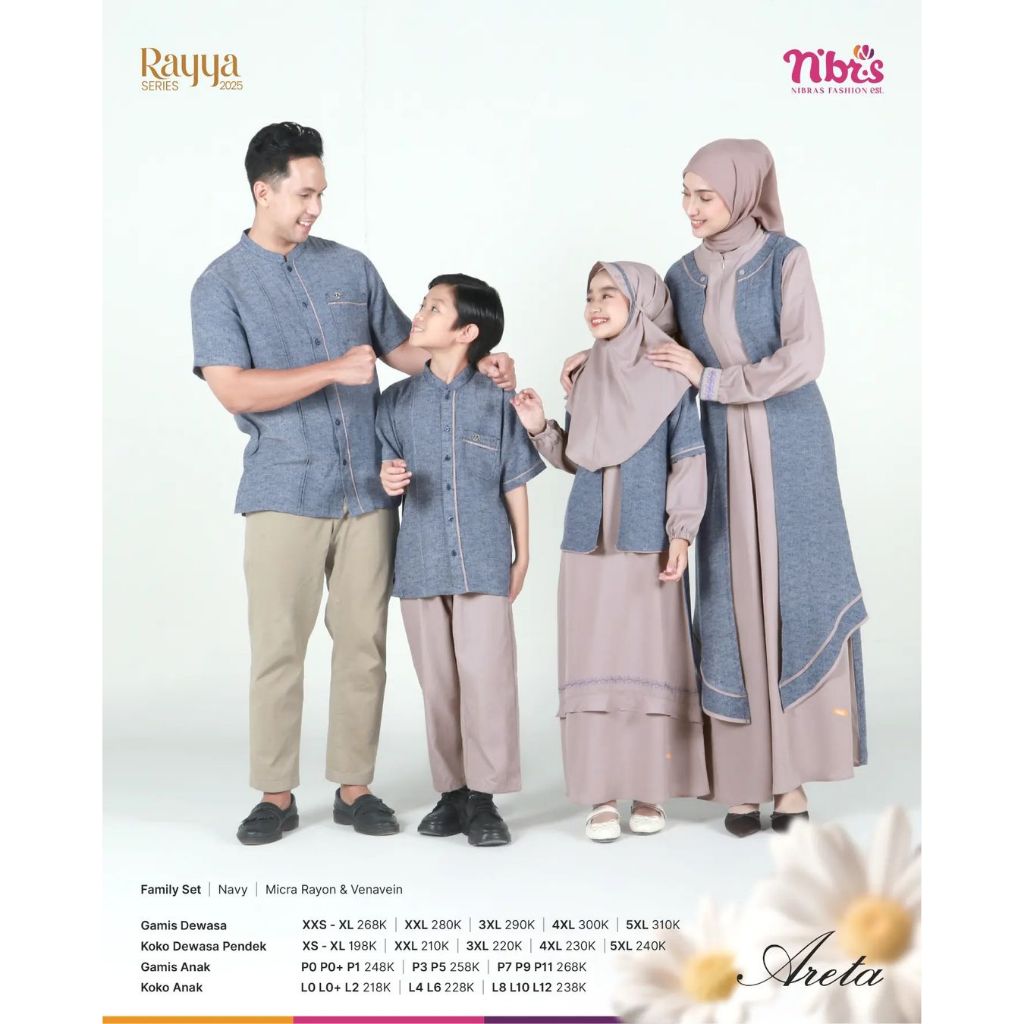 GNT - SARIMBIT NIBRAS 2025 ARETA NAVY RAYYA SERIES / BAJU LEBARAN MUSLIM 2025 / NIBRAS ORI BRANDED T