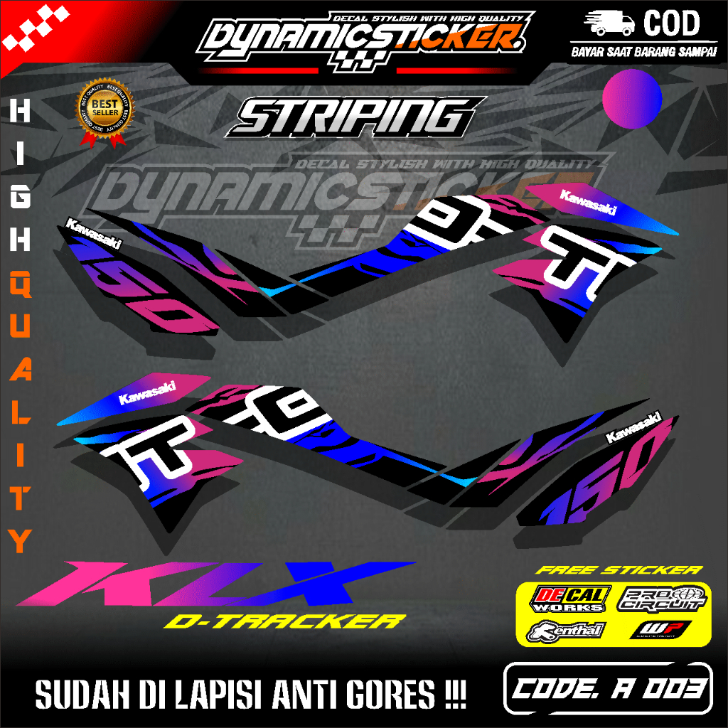 (COD) STICKER MOTOR KEREN STRIPING KAWASAKI DTRACKER150 SE Variasi Original-Sticker Variasi Kawasaki