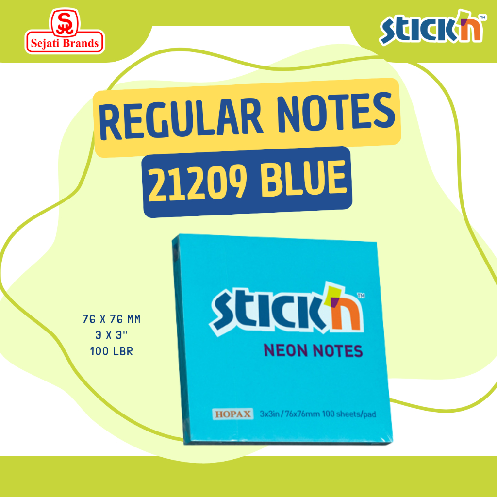 

Stick'n Regular Notes 21209 (3x3) Neon Blue Sticky Note