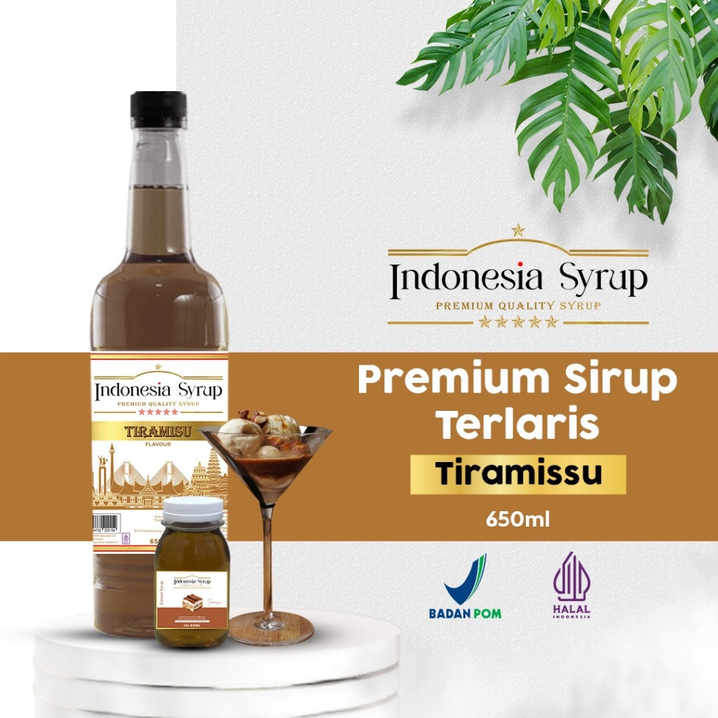 

Sirup Premium Rasa Tiramisu Minuman Sirop Flavoured Syrup Halal BPOM 650 ml Indonesia Sirup Omura Powder