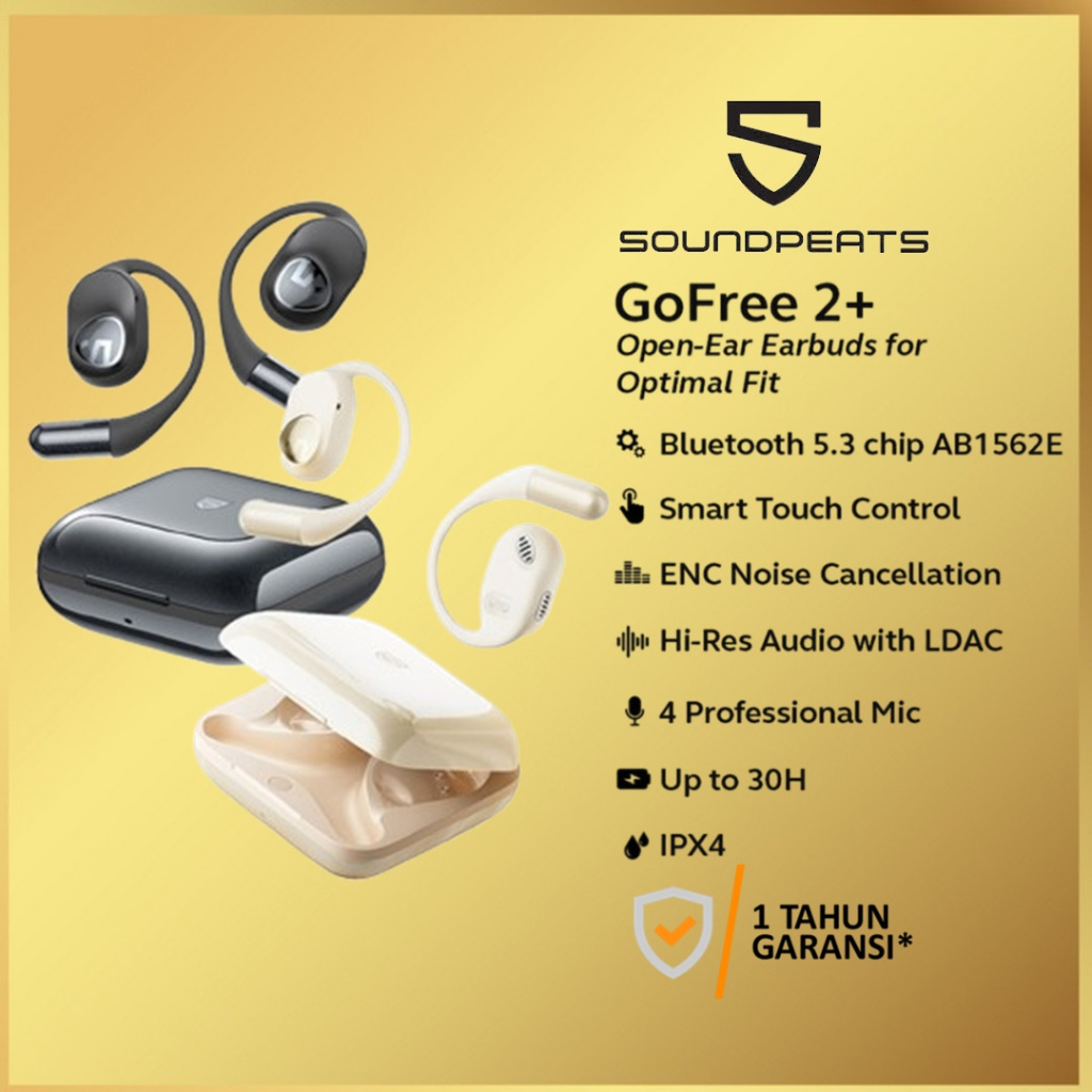 SoundPEATS GoFree 2+ Open-Ear Earbuds for Optimal Fit Go Free 2+ 2 Plus GoFree2