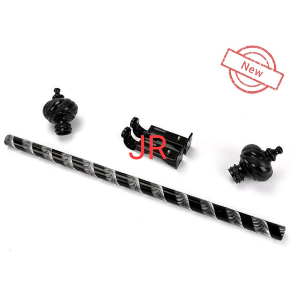 Full Set Batang Gorden / Besi Gorden / Tiang Gorden Jendela Pintu 50,100,150,200cm HITAM, COKLAT