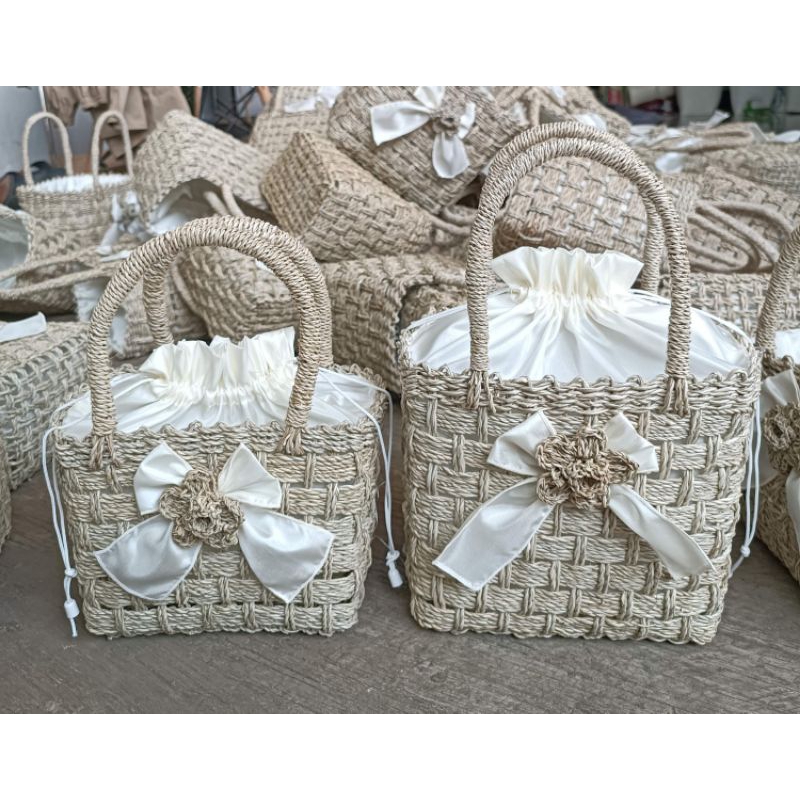 Tas serut Rara Kotak pita N/ Tas Anyam lilit Tas wanita aesthetic Tas Handmade lokal