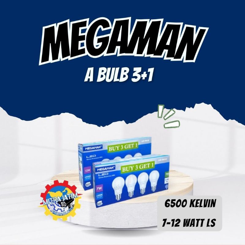 Megaman Lampu Pack LED Bulb 3 free 1 A Bulb 7W-12W