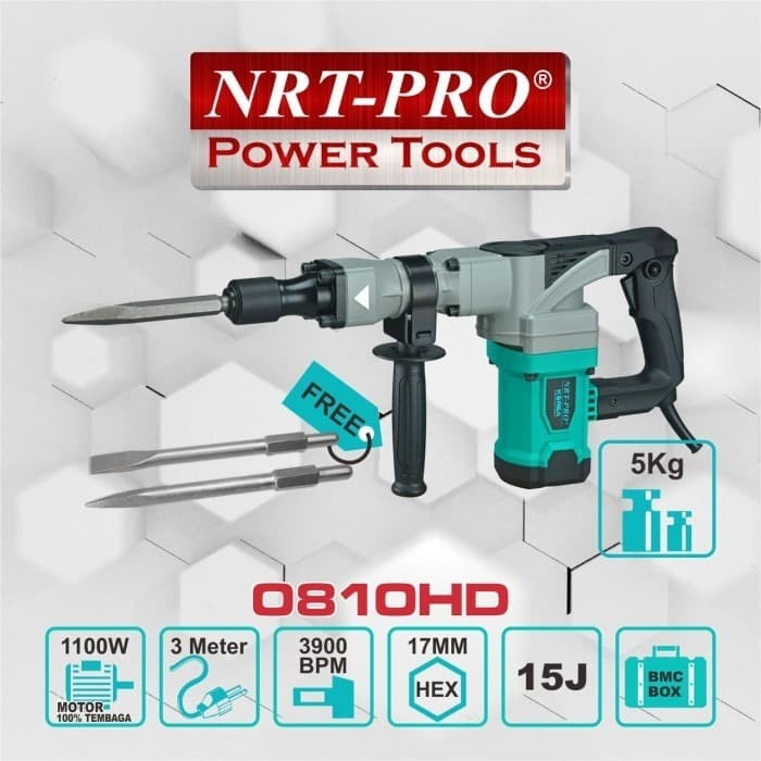 NRT-PRO/TEKIRO MESIN BOR BOBOK DEMOLITION DRILL IMPACT / CORDLESS HAMMER DRILL BRUSHLESS TYPE 0810HD
