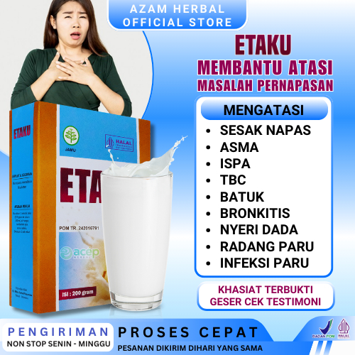 

Susu Kambing Etaku Atasi Masalah Pernafasan Obat Asma TBC Sesak Nafas Infeksi paru paru ISPA Batuk Herbal
