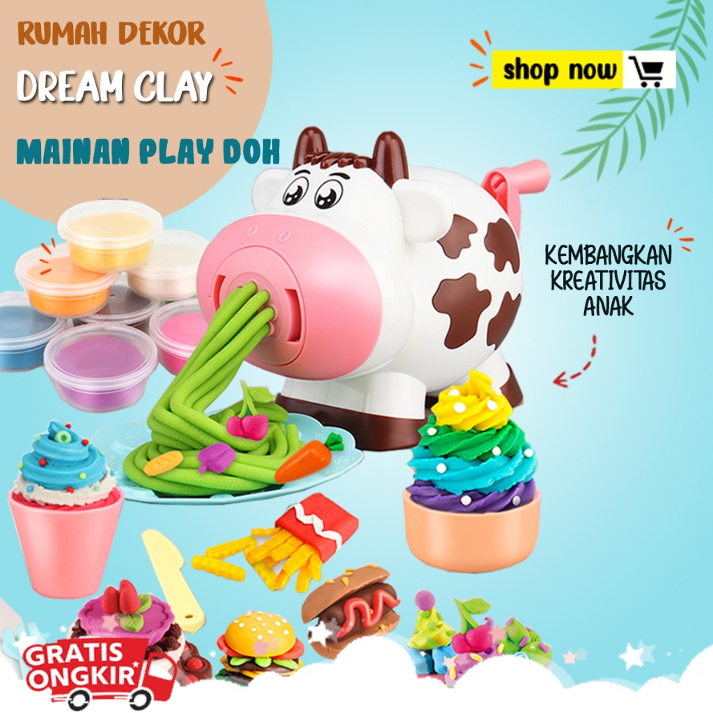 Dream Clay Mainan Anak Tanah Liat Edukasi Kerajinan Cow Sapi