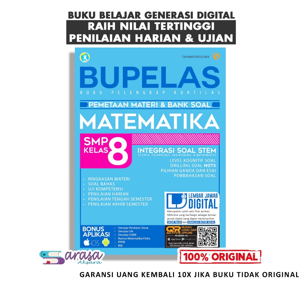 BUKU PELAJARAN SMP BUPELAS PEMETAAN MATERI & BANK SOAL MATEMATIKA SMP/MTS KELAS 8 TERLENGKAP