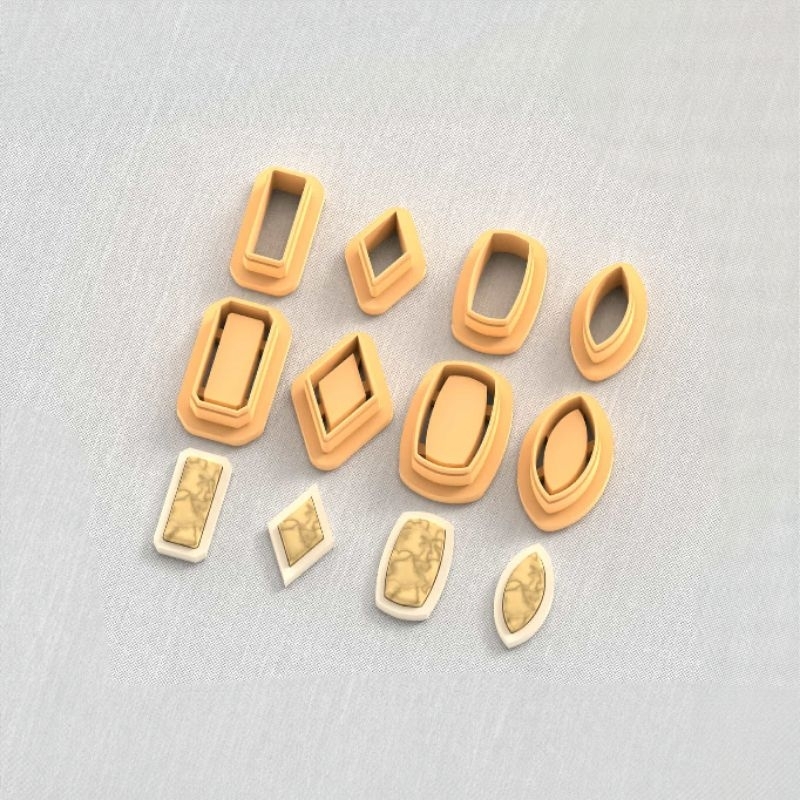 

Art Deco Gem Stone Framed - Stud 1 | Polymer Clay Cutter | Cetakan Anting | Alat Clay | Parira Cutters