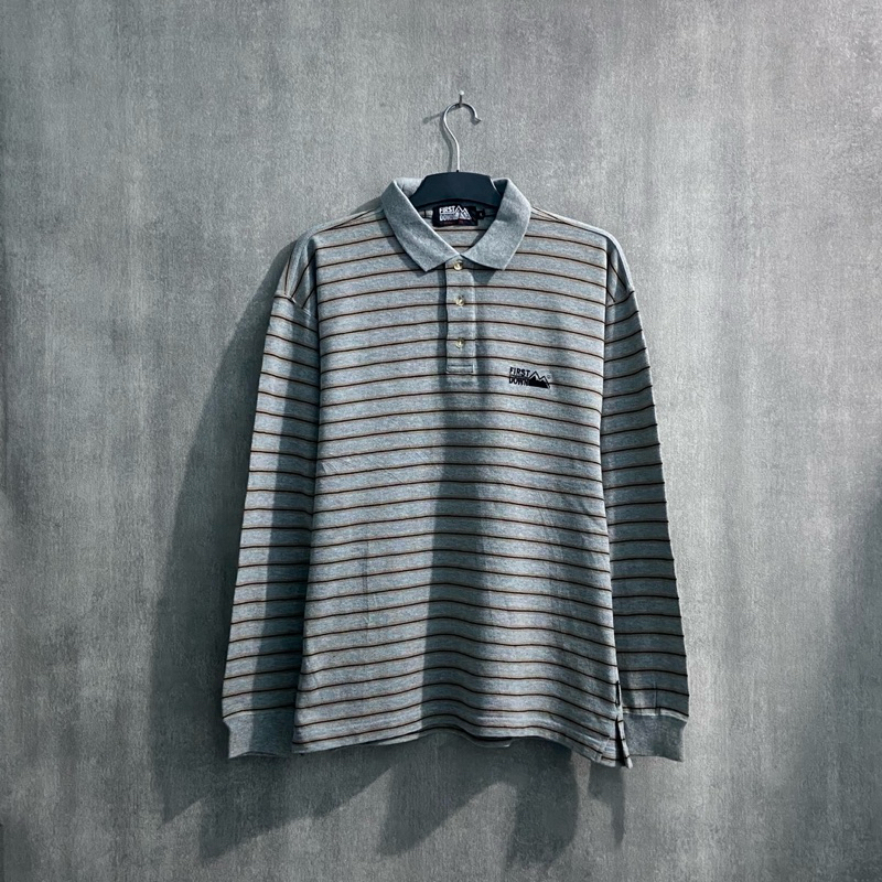 Polo Shirt Frist Down / Kaos Kerah Lengan Panjang Pria / LS42 /  Size L