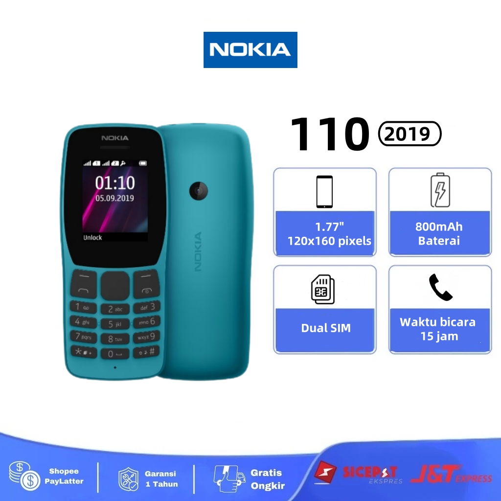 Nokia 110 (2019) HP Murah Cuci Gudang , Dual SIM, Radio FM, Baterai Awet, Handphone Android