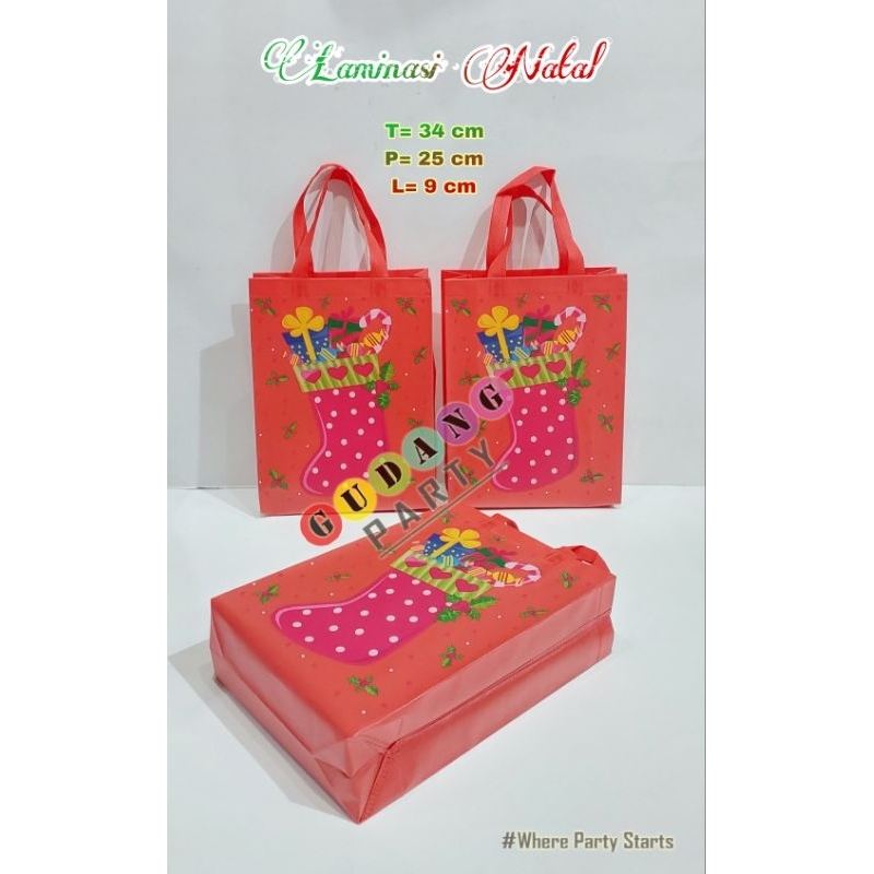 

Spunbond Laminasi Natal Kantong Bingkisan Goodie Bag Christmas Natal