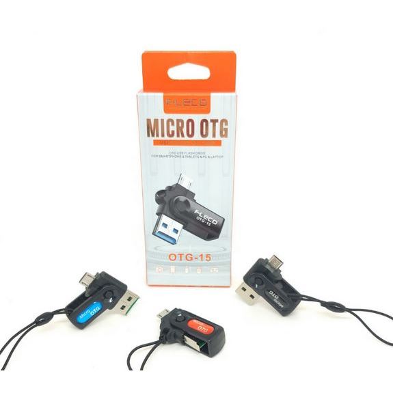 Fleco OTG-15 Otg Card Reader Micro SD Combo + USB 3.0 Adapter Memory Card Original Android