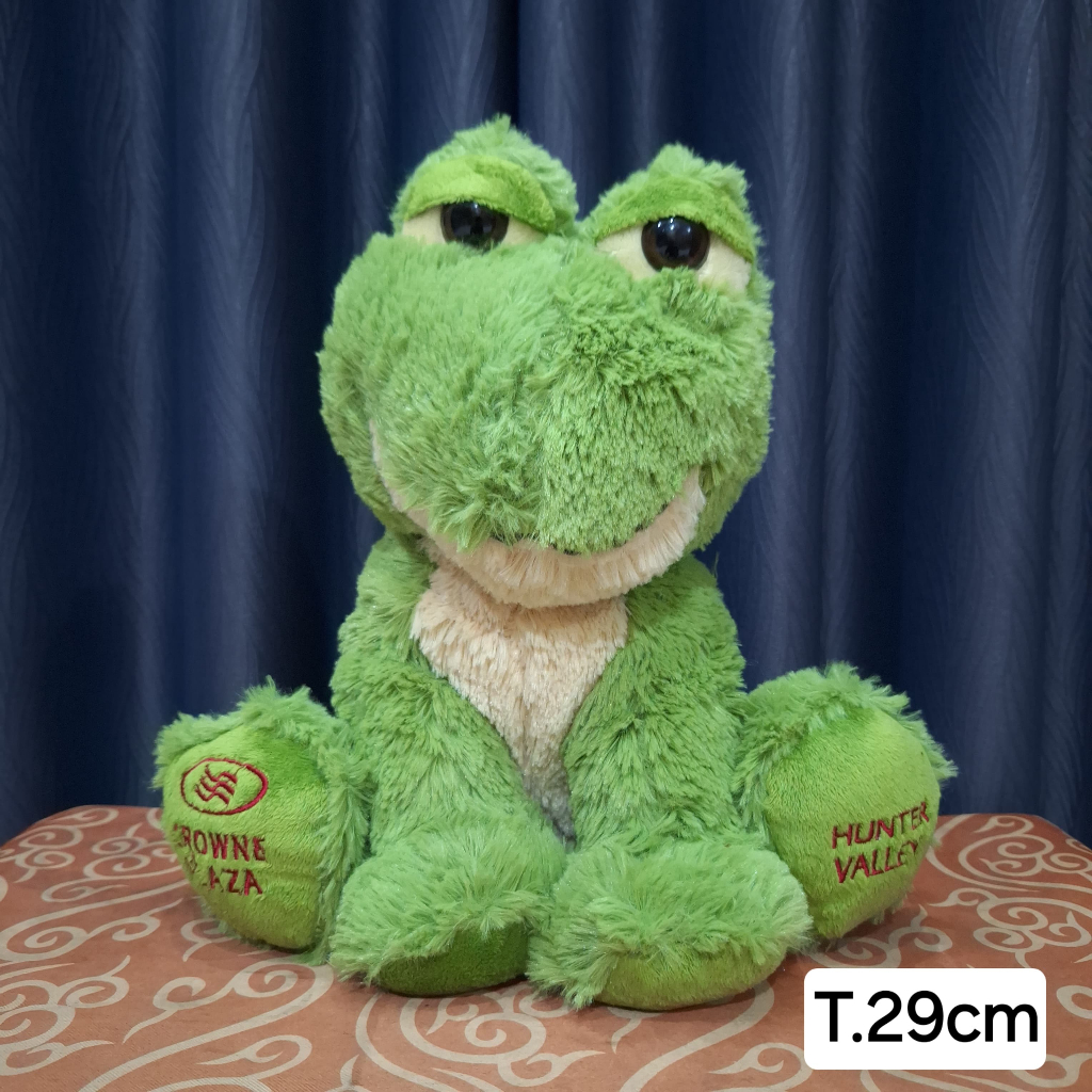 Boneka Kodok Katak Hijau Bulu Sedang Original Cantik Lucu