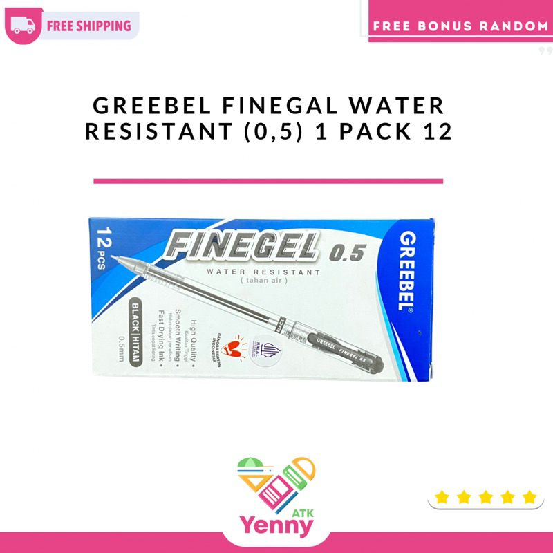 

Pulpen Greebel Finegal | Pulpen Tahan Air (0,5) | Pulpen Warna Hitam (pcs/pack)