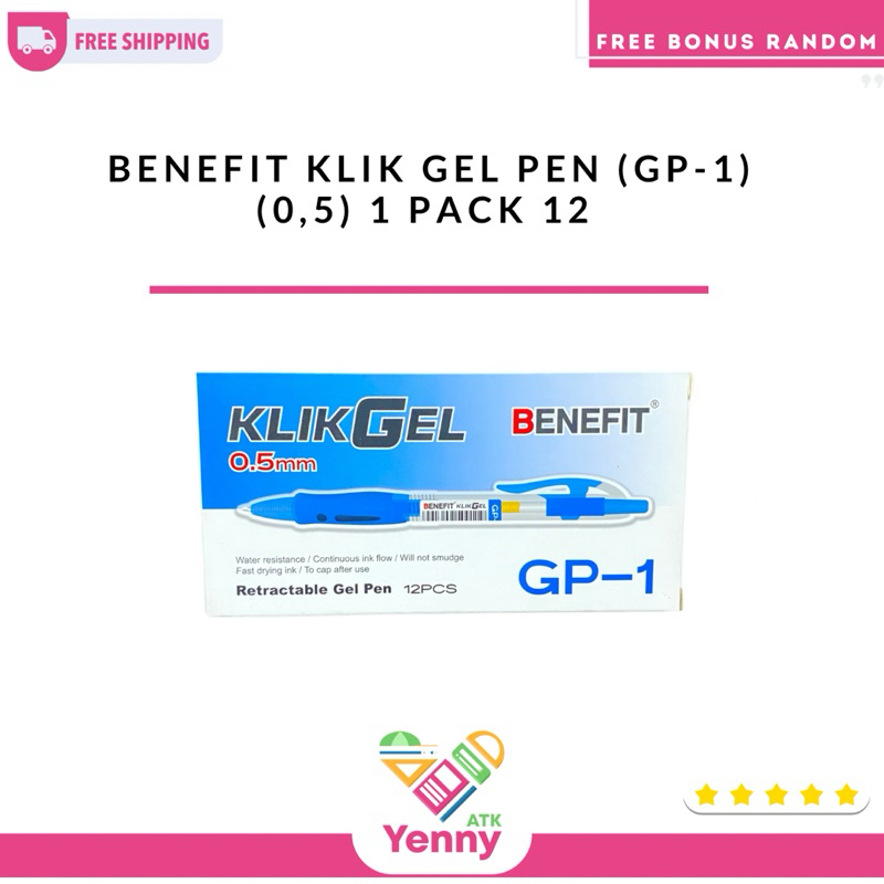 

Pulpen Gel Benefit GP-1 | Pulpen Gel Klik Warna Biru | Pulpen Benefit (0,5mm) (pack/pcs)