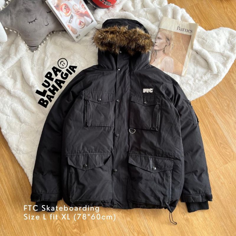 FTC SKATEBOARDING Black Parka Outdoor Down Jaket size L fit XL | 100% Original