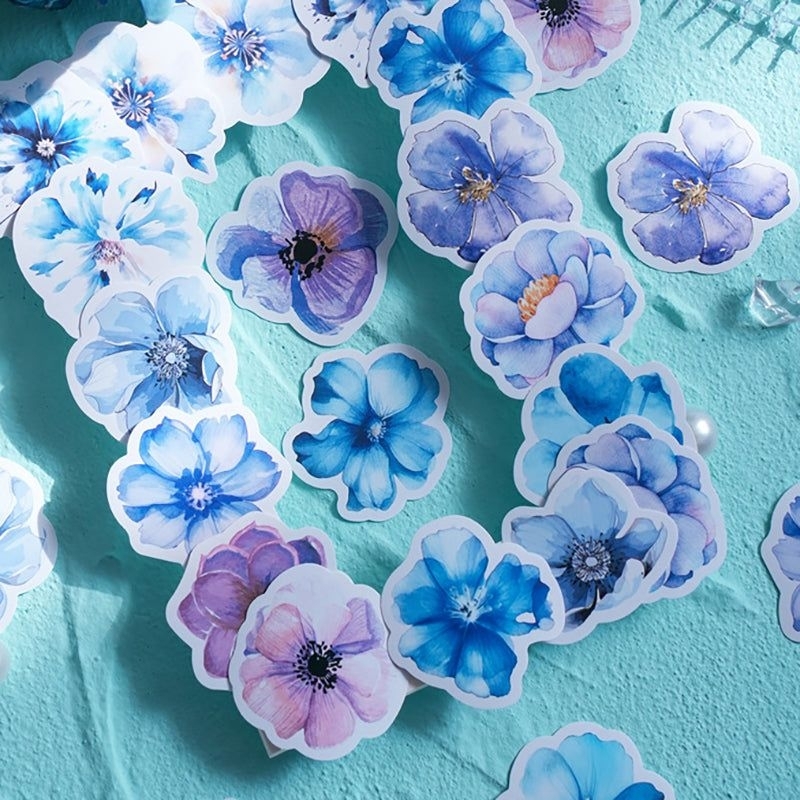 

STIKER JOURNALING SCRAPBOOK BLUE FLOWER