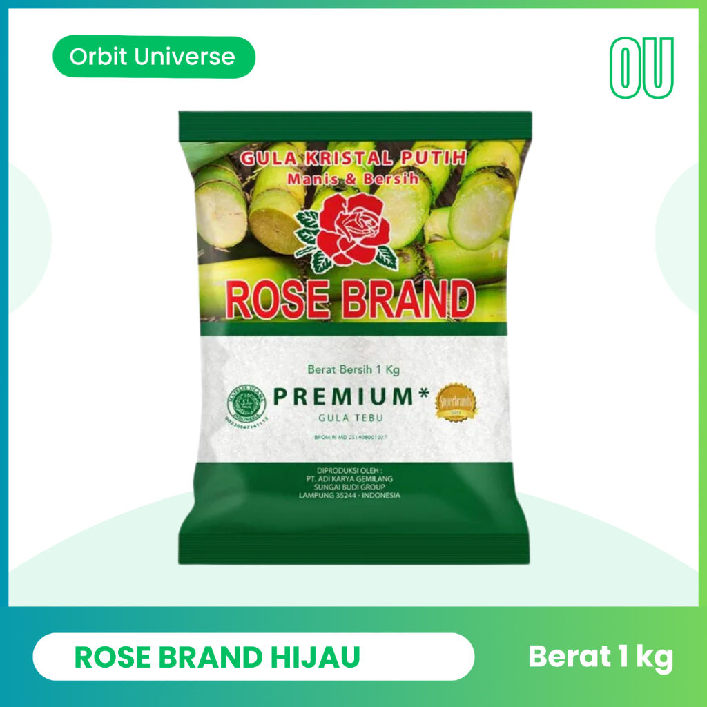 

OU | Rosebrand gula pasir tebu hijau 1 Kg