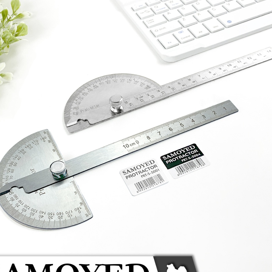 

KP8 Penggaris Busur Derajat Sudut Besi Stainless Steel Protractor Angle Ruler Finder 18 Half Circle Samoyed PRTS