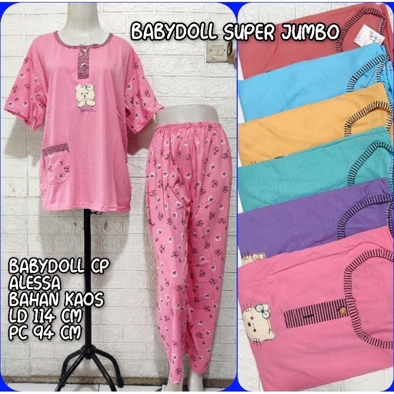 Babydoll Jumbo Dewasa Murah Bahan Kaos Setelan Jumbo Baju Tidur Wanita
