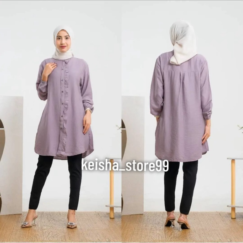 Bella Tunik polos pololinen kancing depan || kemeja wanita polos tunik pololinen