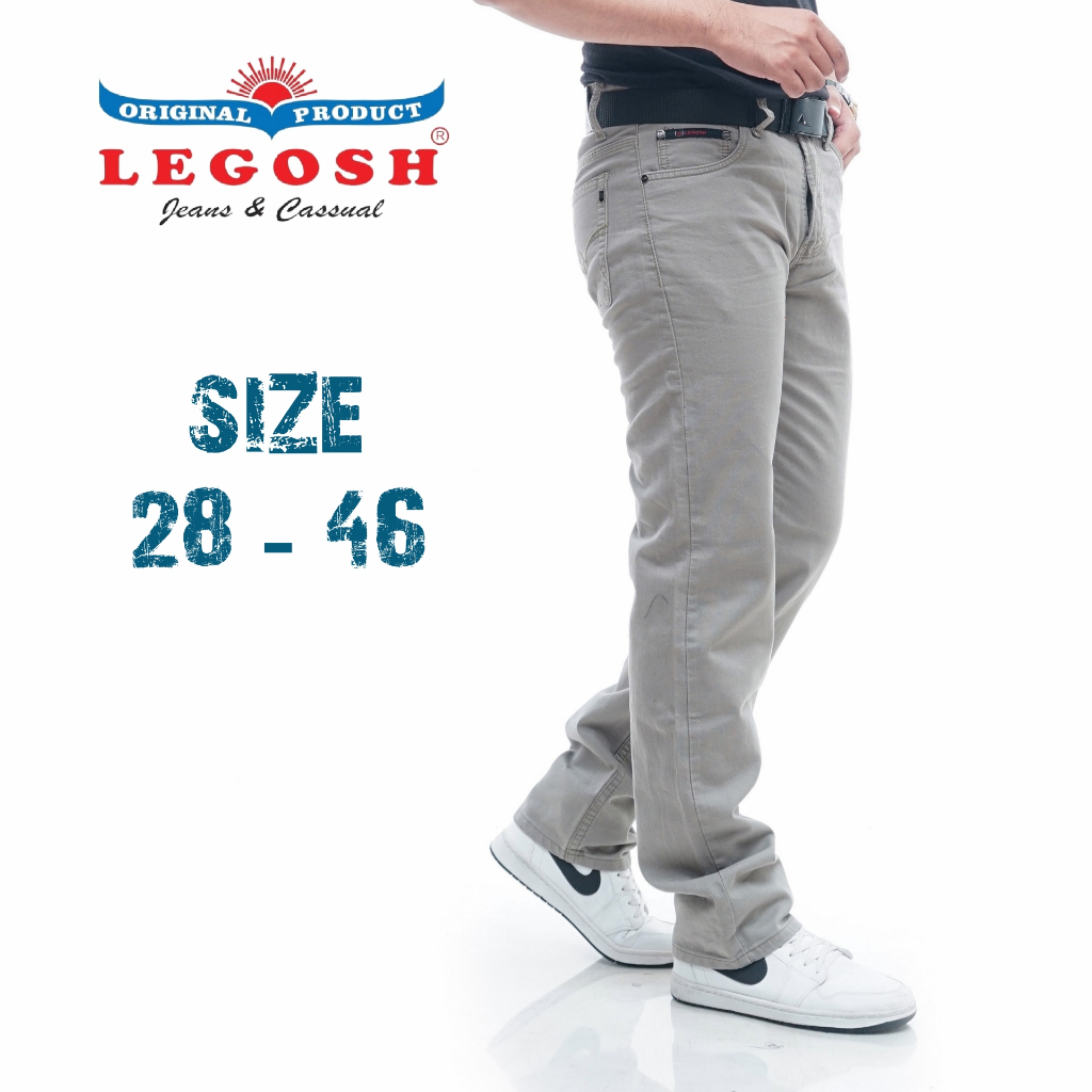 LEGOSH JEANS Krem Celana Panjang Pria Kanvas Basic Bahan Original Premium Size 28-46 Jumbo Ready