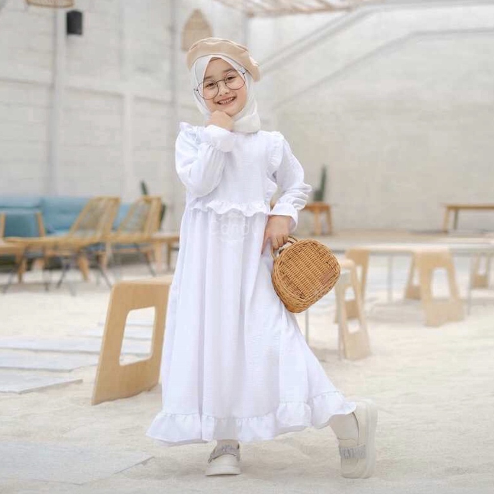 Baju Gamis Anak Perempuan Putih Bersih Polos  Gamis Manasik Haji  Baju Seragam Sekolah Anak Perempua