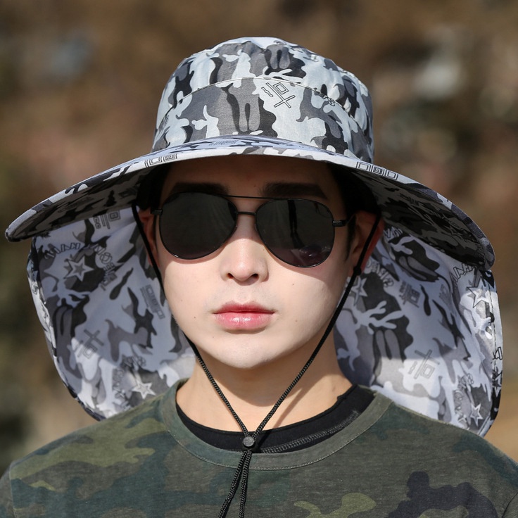 Gratis Ongkir  Topi Visor Cadar pria Anti UV Lebar Topi Kebun  Topi Masker penutup wajah Army  topi 