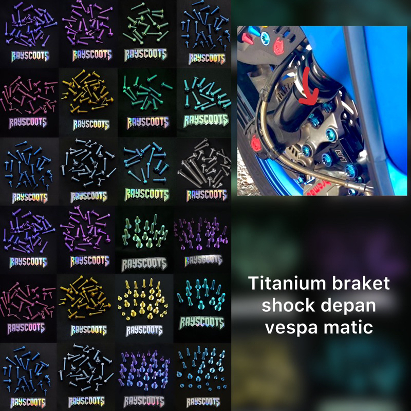 Baut titanium bracket shock depan vespa matic