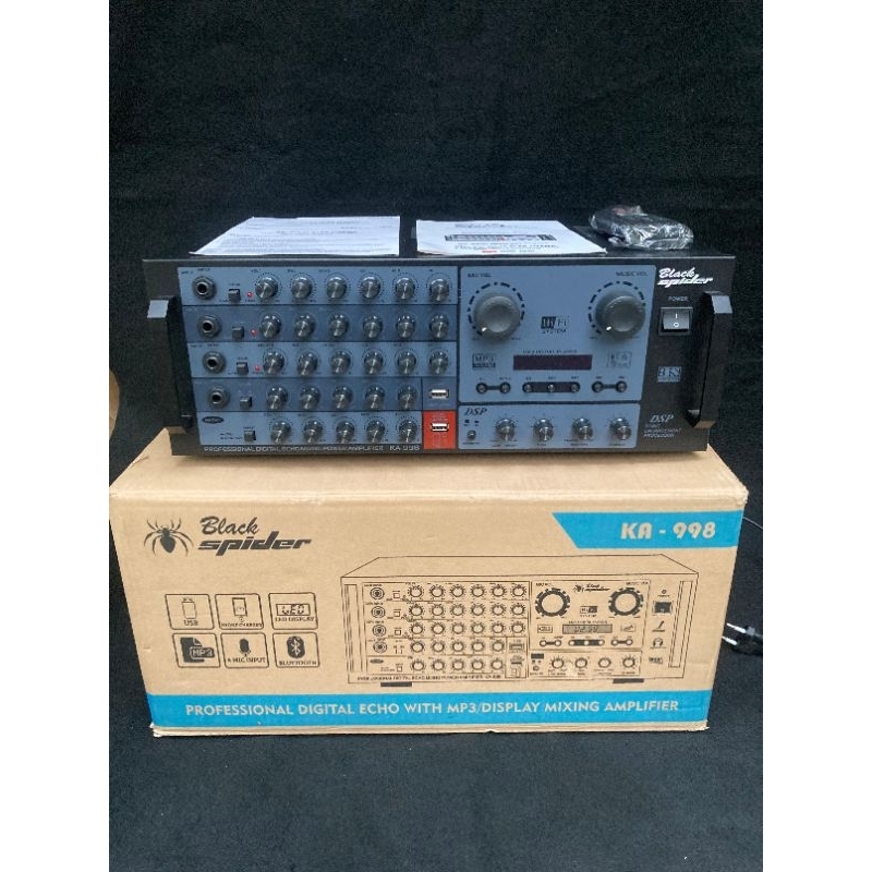 POWER AMPLI MIXER AMPLIFIER BLACK SPIDER KA998 KA 998 KA-998 USB BLUETOOTH KEY CONTROL 750 WATT ECHO