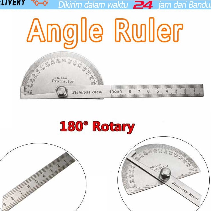 

Langka Stainless Degree protractor busur derajat pengukur sudut penggaris busur Alat Ukur Sudut