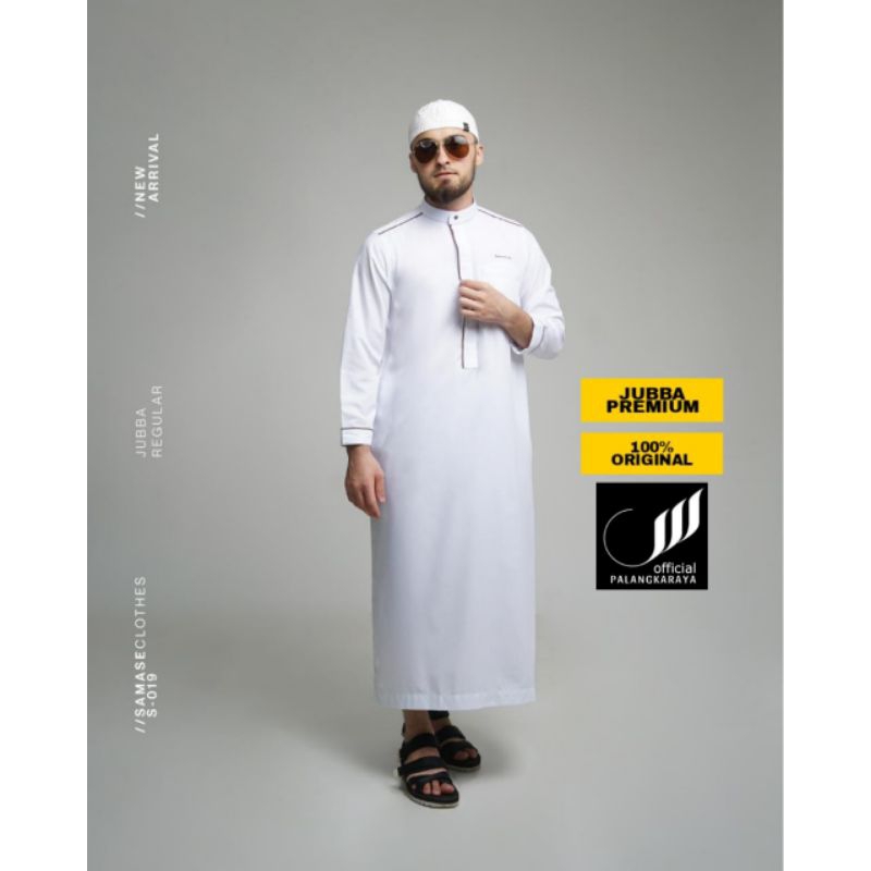 SAMASE JUBBA PREMIUM SAUDI WHITE S-019 BAJU MUSLIM PRIA GAMIS PRIA BAJU KOKO