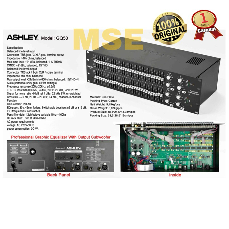 EQUALIZER ASHLEY GQ50 GQ-50 GQ 50 ORIGINAL ASHLEY GARANSI RESMI ASHLEY