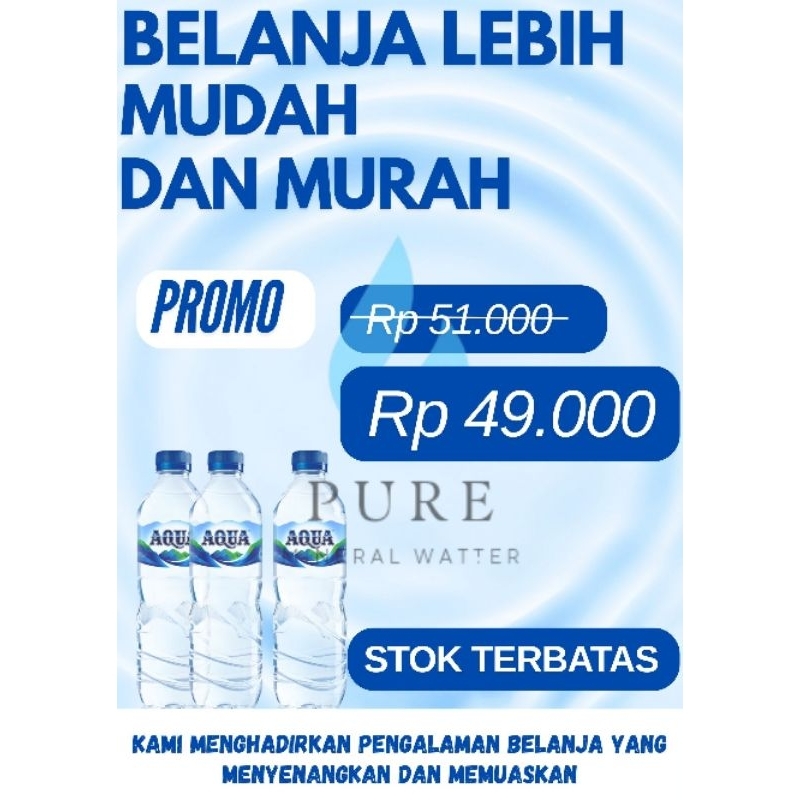 

PROMO Aqua Kemasan 600 ml Isi 24 Botol