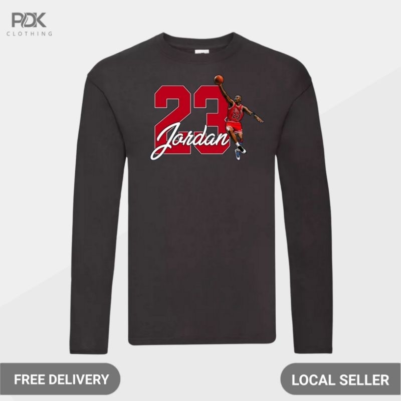 Kaos Pria Baju Lengan Panjang Basketball Air Jordan Michael 23
