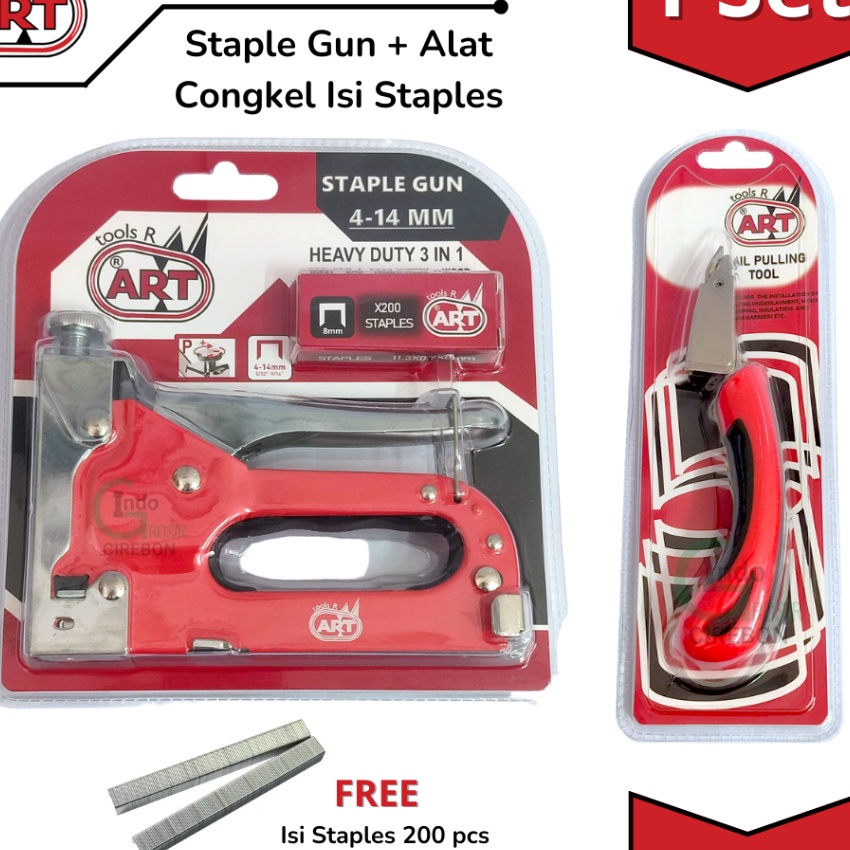 

KF7 ART 1 SET Staple Gun Tacker 3 in 1 Congkelan Isi Staples Alat Cabut Pembuka Pencabut Pelepas Isi Staples Stapler Nail Pulling Tool Tembakan Steples Staples Stapler Warna Merah