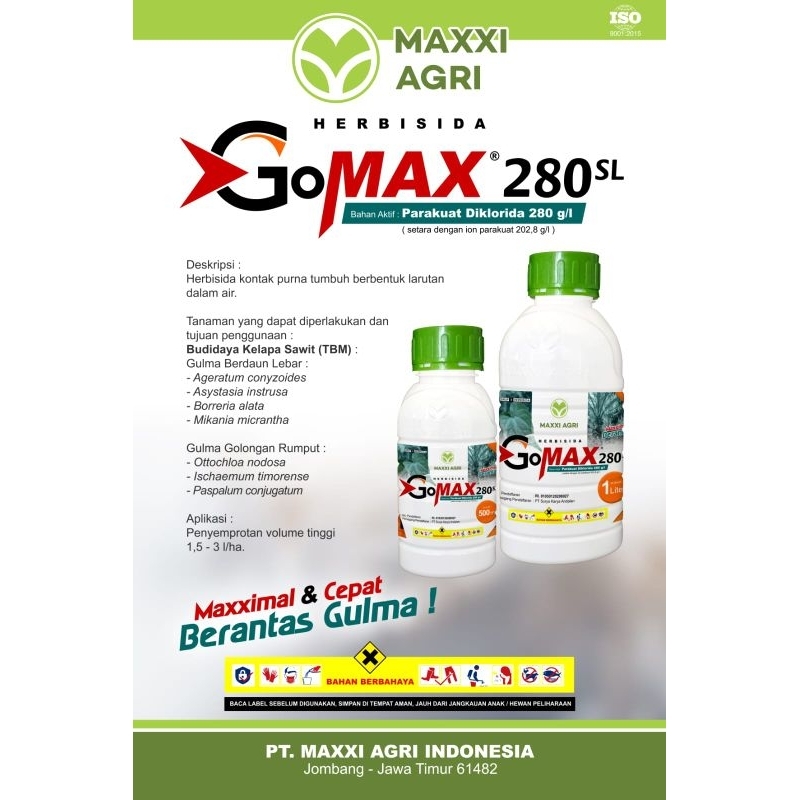 GoMax 5 Liter Herbisida Paraquat Kontak Racun Rumput Bakar 280 SL